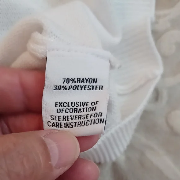 Chic White Cardigan with Blue Floral Appliques. - Picture 6 of 7